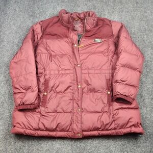 LL Bean Down Jacket Womens 3X Plus Red Quilted Puffer Mid Length Winter Coat